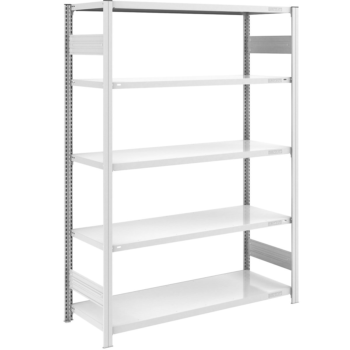 Raft cu inserare pentru depozit, gri – eurokraft pro, î. x lăț. 2000 x 1300 mm, cu 5 polițe din oțel, raft de bază, sarcină maximă poliță 240 kg, adâncime 600 mm