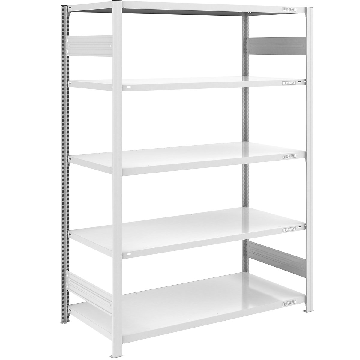 Raft cu inserare pentru depozit, gri – eurokraft pro, î. x lăț. 2000 x 1300 mm, cu 5 polițe din oțel, raft de bază, sarcină maximă poliță 240 kg, adâncime 800 mm