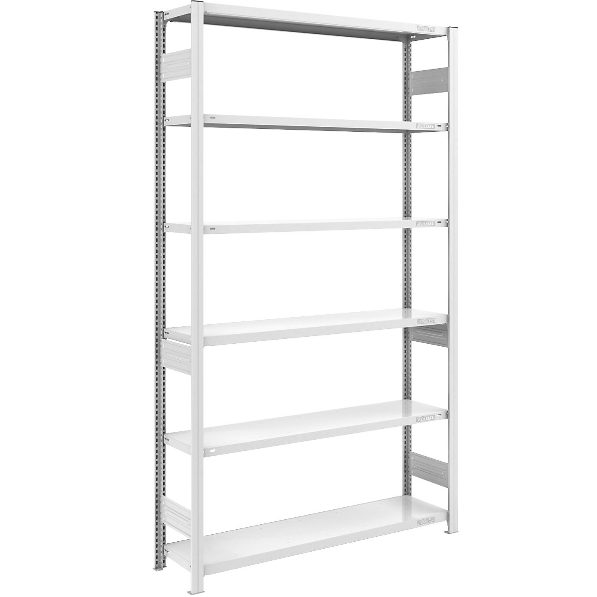 Raft cu inserare pentru depozit, gri – eurokraft pro, î. x lăț. 2500 x 1300 mm, cu 6 polițe din oțel, raft de bază, sarcină maximă poliță 215 kg, adâncime 400 mm