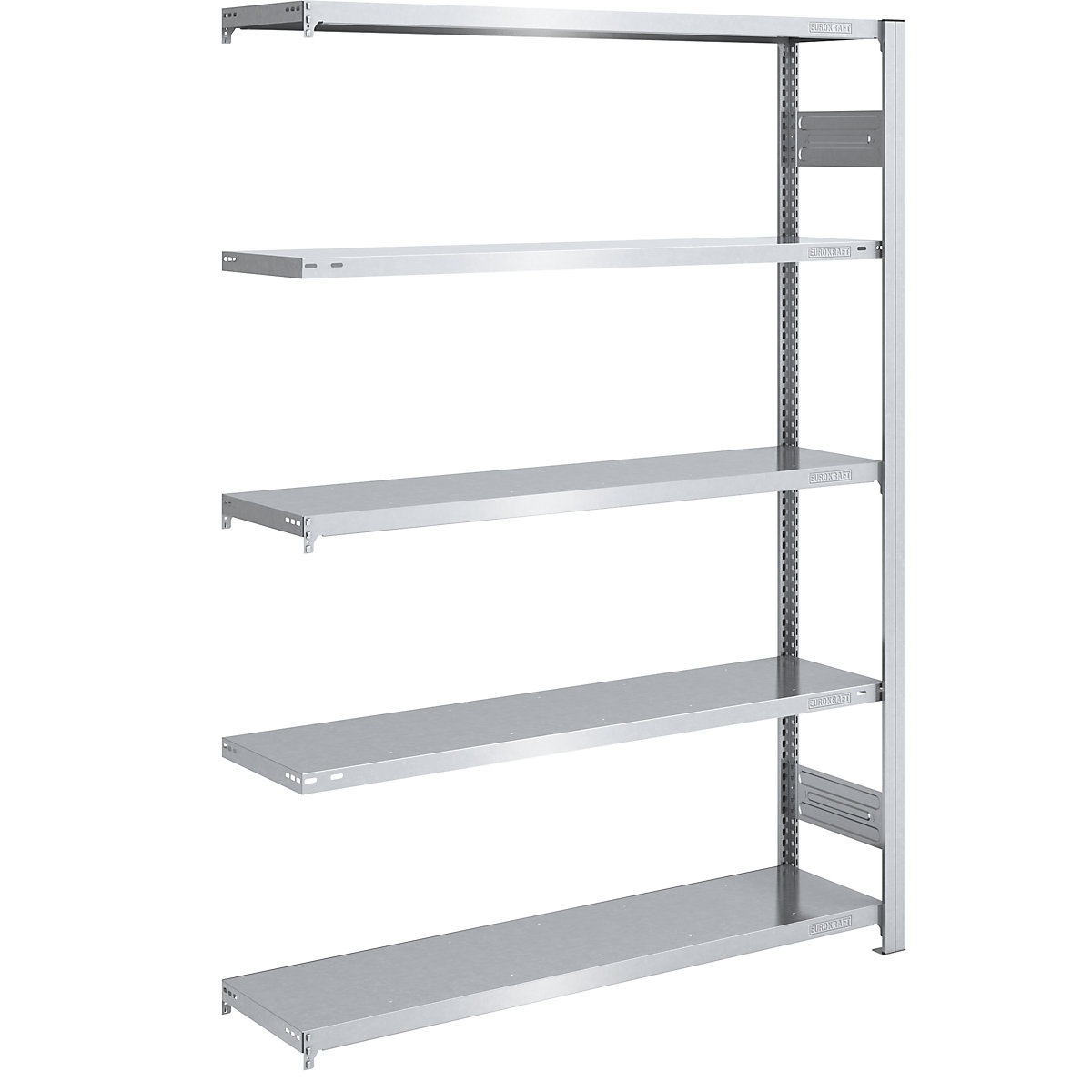Raft cu inserare pentru depozit, zincat – eurokraft pro, î. x lăț. 2000 x 1300 mm, cu 5 polițe din oțel, raft adițional, sarcină maximă poliță 215 kg, adâncime 400 mm