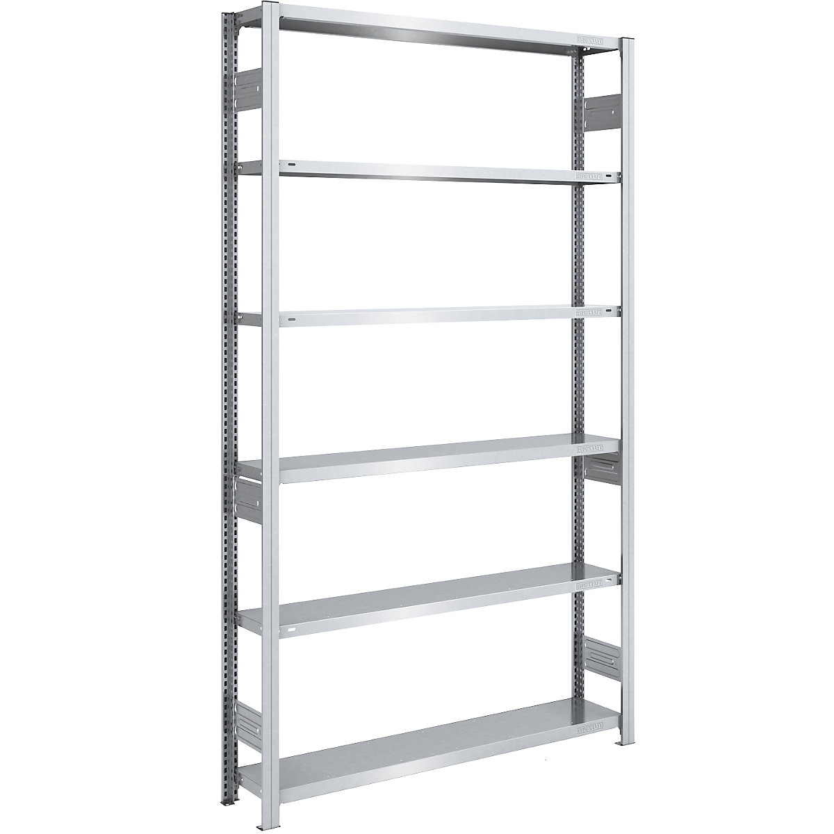 Raft cu inserare pentru depozit, zincat – eurokraft pro, î. x lăț. 2500 x 1300 mm, cu 6 polițe din oțel, raft de bază, sarcină maximă poliță 200 kg, adâncime 300 mm