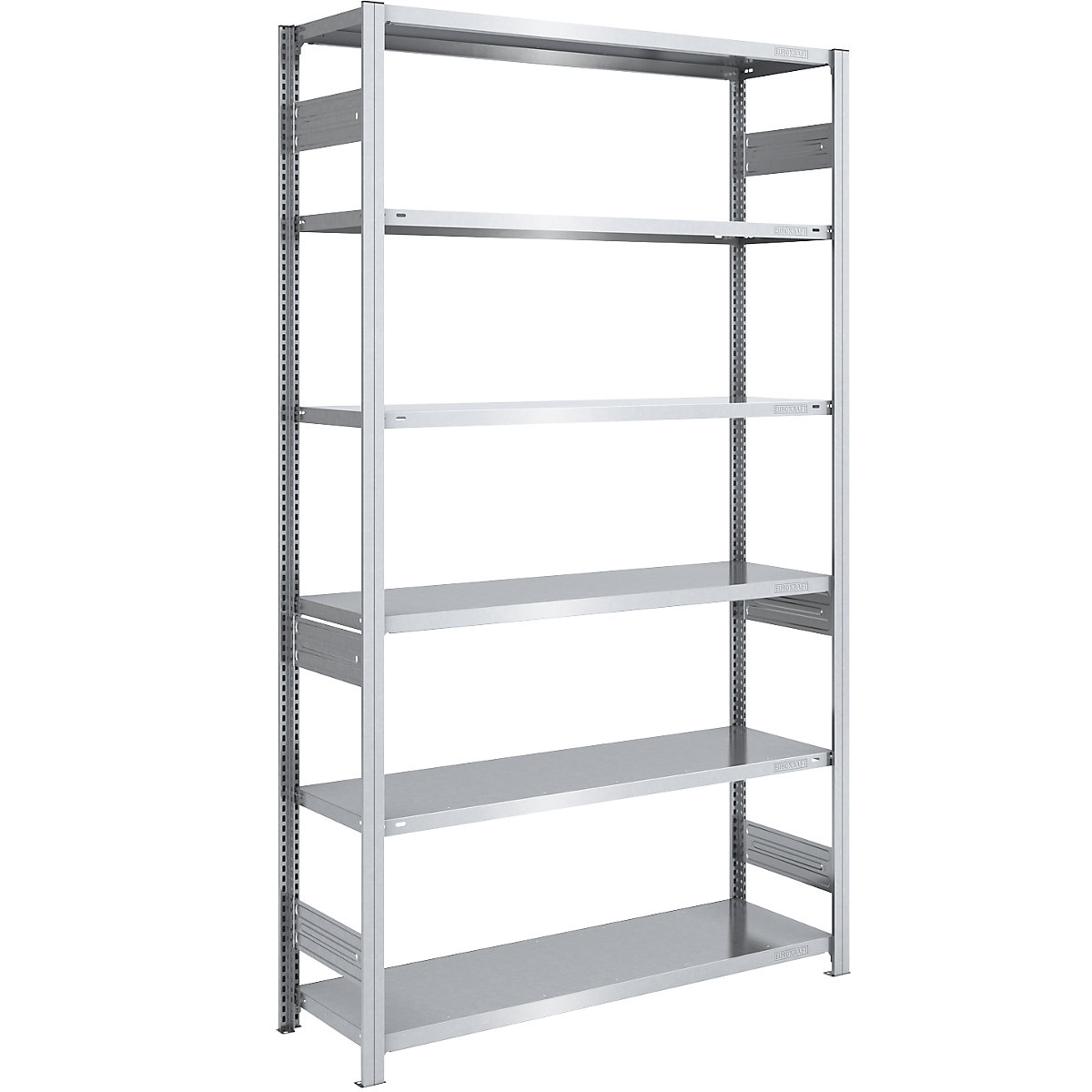 Raft cu inserare pentru depozit, zincat – eurokraft pro, î. x lăț. 2500 x 1300 mm, cu 6 polițe din oțel, raft de bază, sarcină maximă poliță 230 kg, adâncime 500 mm