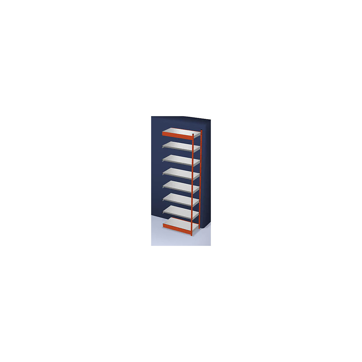 hofe – Raft cu inserare stabil, unilateral, înălțime raft 3000 mm portocaliu/zincat, lățime poliță 1025 mm, raft adițional, lăț. x ad. 1025 x 500 mm