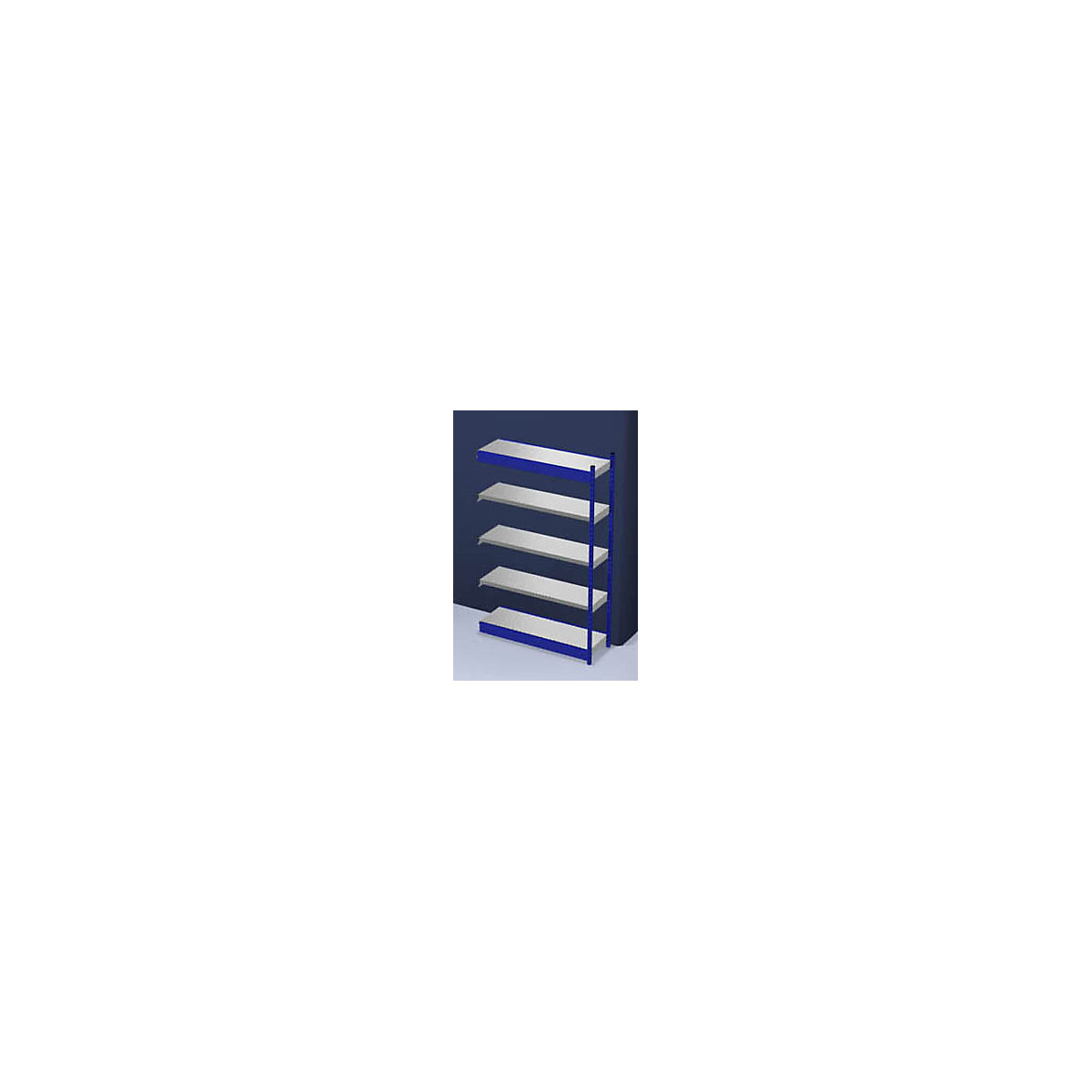 hofe – Raft cu inserare stabil, unilateral, înălțime raft 2000 mm albastru/zincat, lățime poliță 1325 mm, raft adițional, lăț. x ad. 1325 x 400 mm