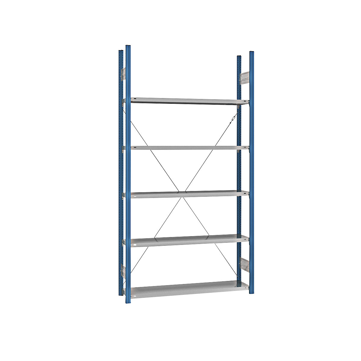 Raft cu polițe cu inserare – eurokraft pro, albastru / zincat, înălțime raft 2350 mm, lățime poliță 1215 mm, raft de bază, adâncime poliță 350 mm-13