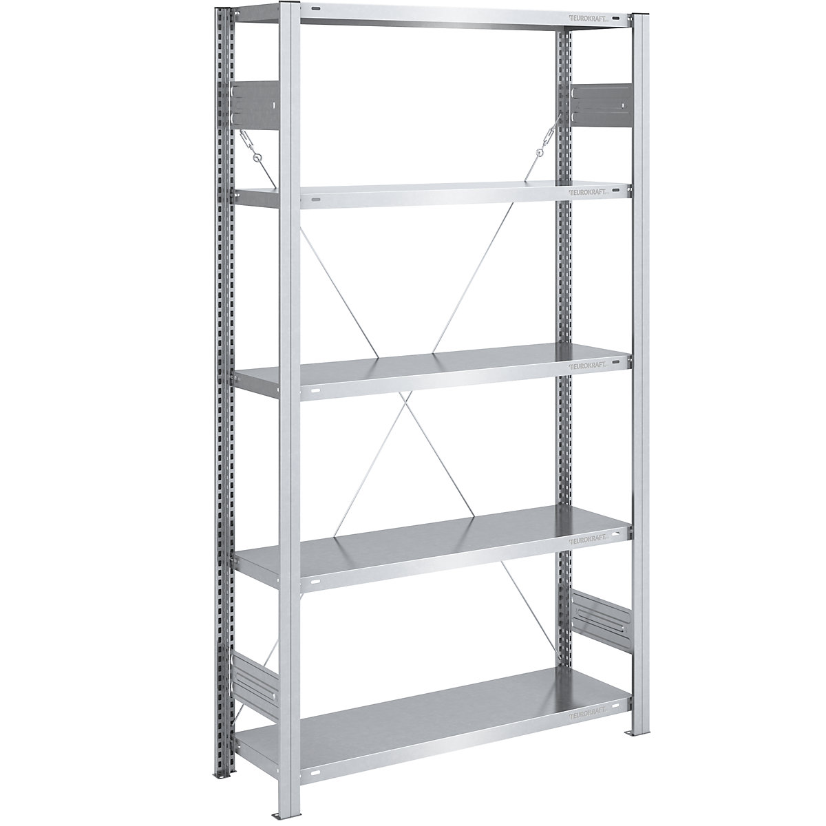 Raft cu polițe pentru depozit, zincat, construcție medie – eurokraft pro, înălțime raft 2000 mm, raft de bază, lăț. x ad. 1000 x 400 mm