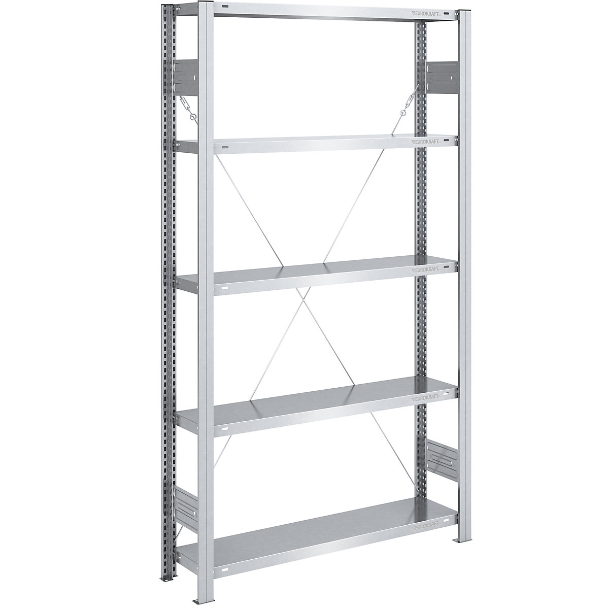 Raft cu polițe pentru depozit, zincat, construcție medie – eurokraft pro, înălțime raft 2000 mm, raft de bază, lăț. x ad. 1000 x 300 mm
