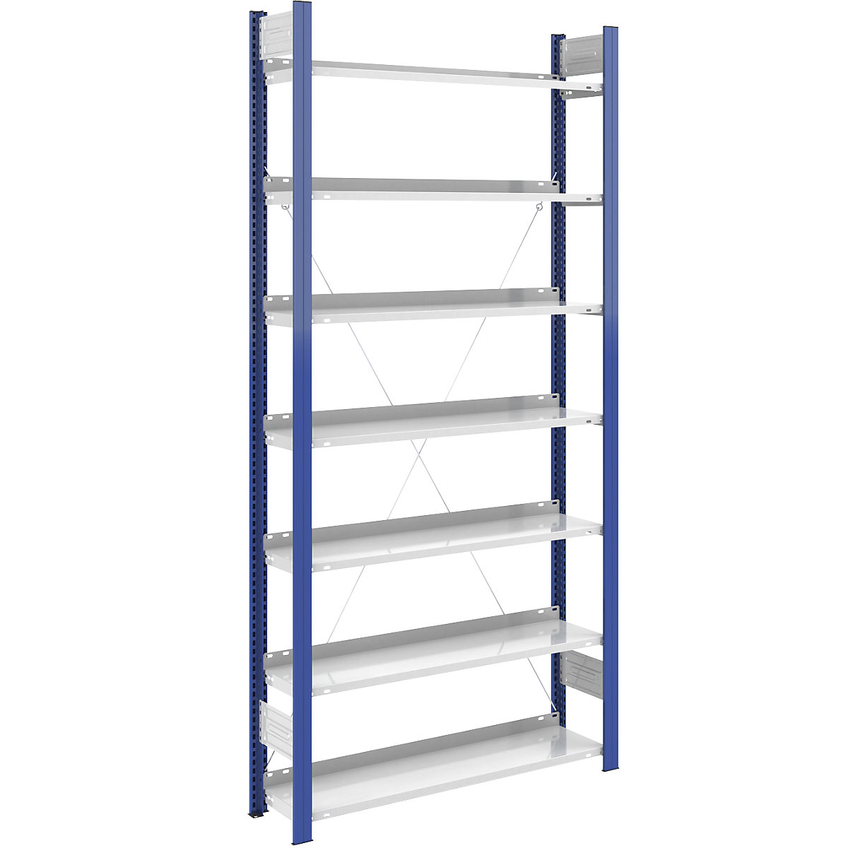 Raft pentru bibliorafturi – hofe, unilateral, înălțime de 2350 mm, lăț. x ad. 1000 x 300 mm, raft de bază, albastru / gri-9