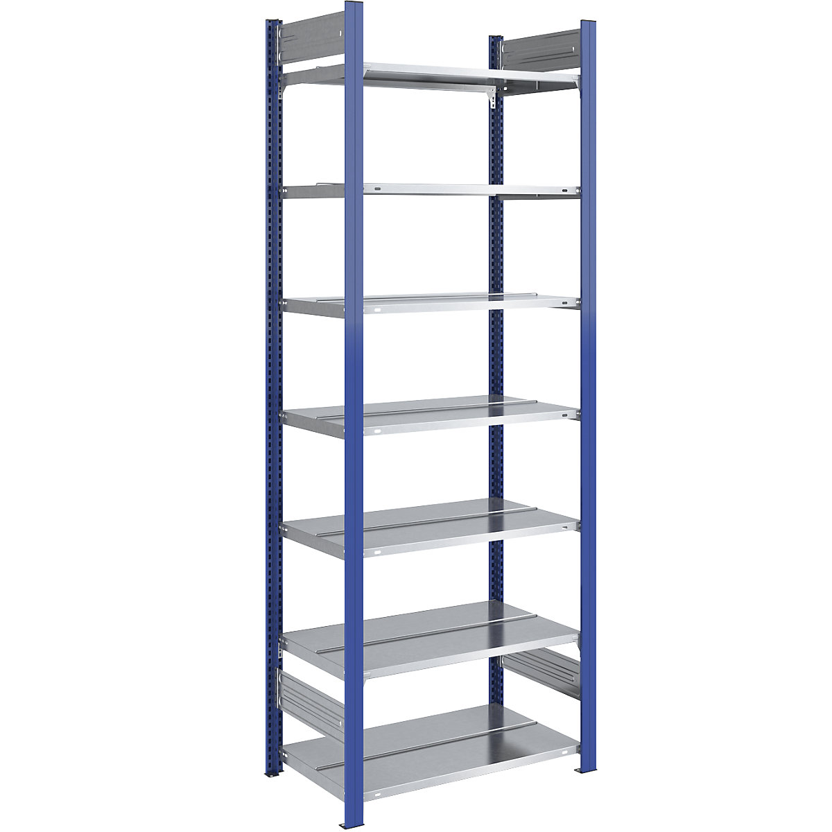 Raft pentru bibliorafturi – hofe, bilateral, înălțime de 2350 mm, lăț. x ad. 750 x 600 mm, raft de bază, albastru / zincat-4