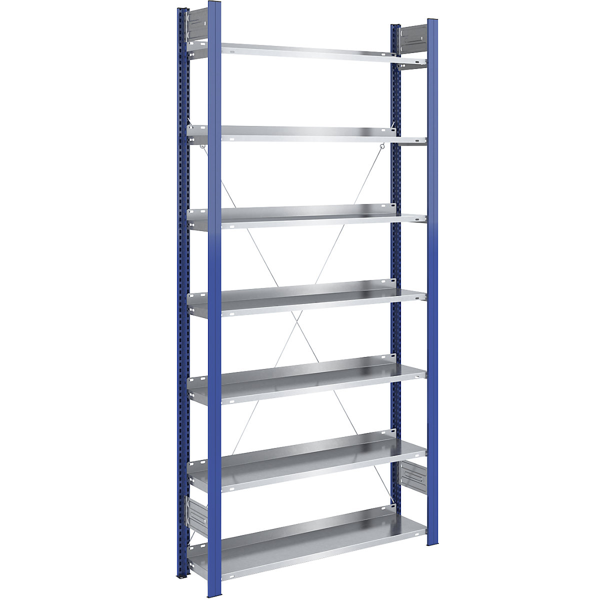 Raft pentru bibliorafturi – hofe, unilateral, înălțime de 2350 mm, lăț. x ad. 1000 x 300 mm, raft de bază, albastru / zincat-8