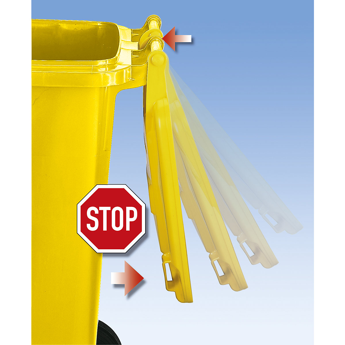 Bidone per rifiuti in plastica DIN EN 840 – eurokraft pro (Foto prodotto 2)-1
