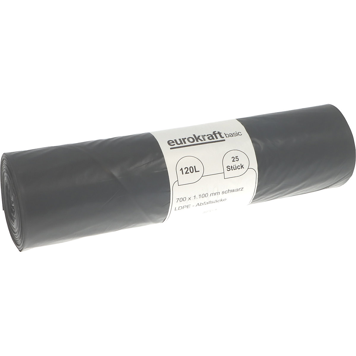 Sacchi per rifiuti standard, 100% PCR LDPE, 120 l – eurokraft basic (Foto prodotto 2)-1