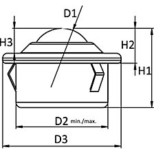 Ø sfera 15,88 mm, portata utile 50 kg
