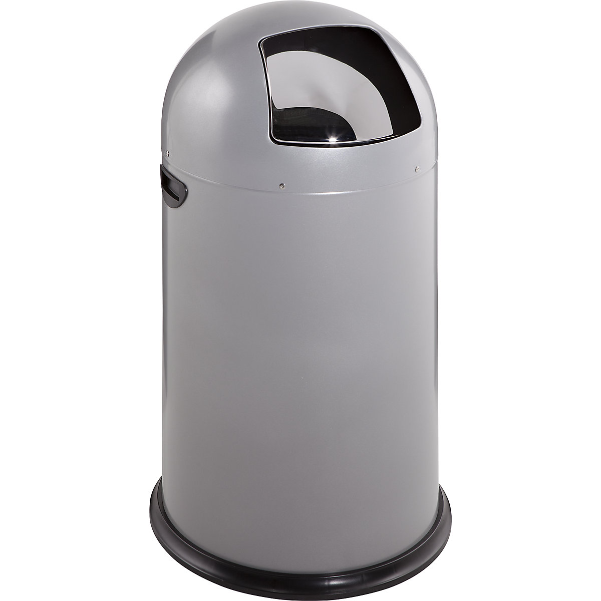 Koš za smeti s potisnim pokrovom – VAR, prostornina 40 l, višina 740 mm, srebrna-5