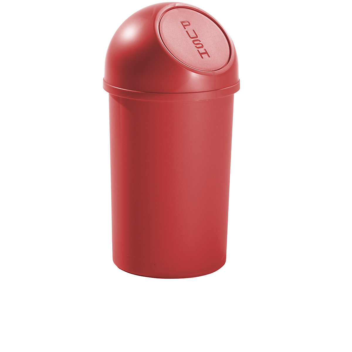 Posoda za odpadke, iz umetne mase, odpiranje na pritisk – helit, prostornina 13 l, VxØ 490 x 252 mm, rdeč, DE 6 kosov-5