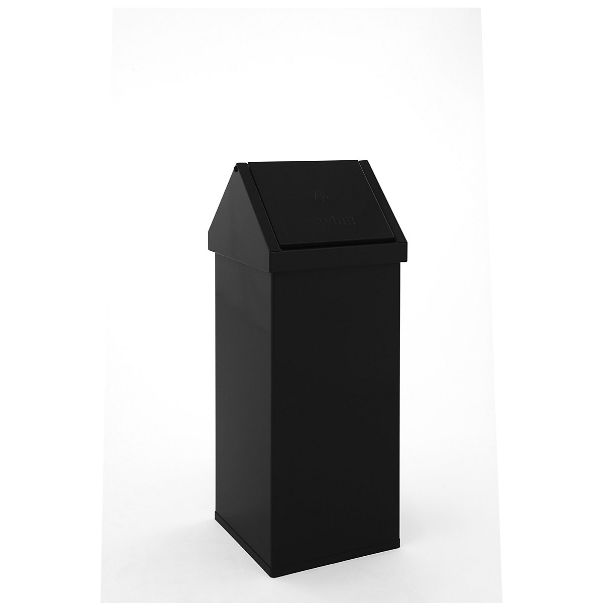 Posoda za odpadke z nihajnim pokrovom, prostornina 110 l, ŠxVxG 360 x 1000 x 360 mm, aluminij, črne barve-2