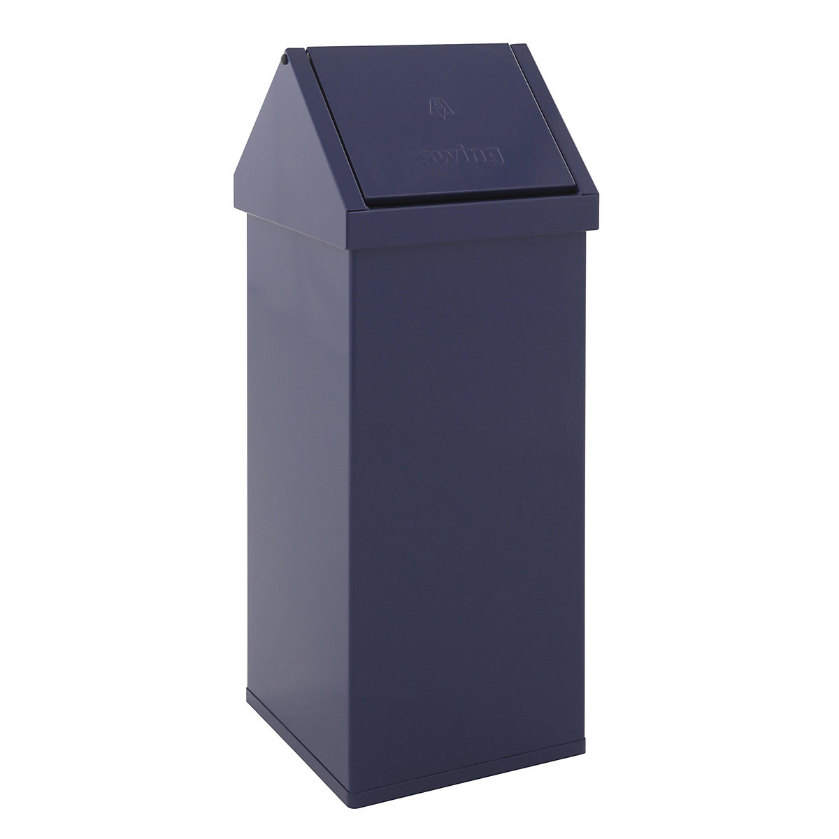 Posoda za odpadke z nihajnim pokrovom, prostornina 110 l, ŠxVxG 360 x 1000 x 360 mm, aluminij, modre barve-3