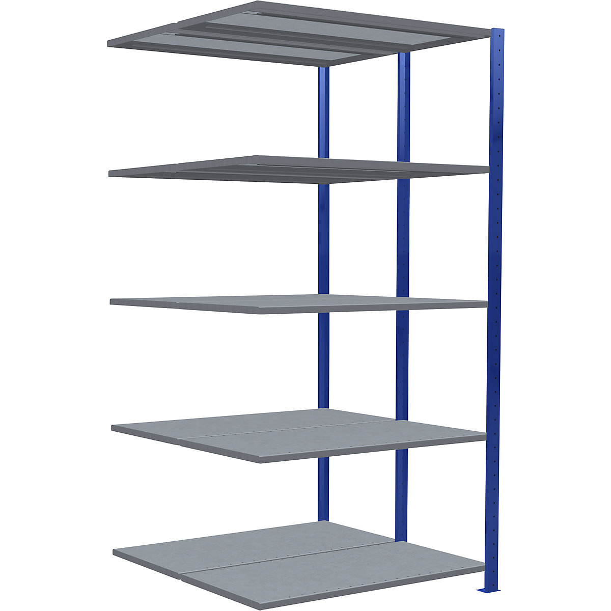 Sestavljiv regal – eurokraft pro, dve vrsti, polica ŠxG 1300 x (2 x 500) mm, modre barve, višina 2000 mm, priključni regal-16