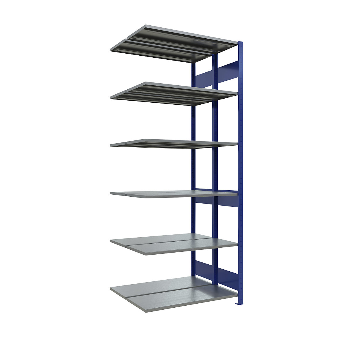 Sestavljiv regal – eurokraft pro, dve vrsti, polica ŠxG 1000 x (2 x 400) mm, modre barve, višina 2500 mm, priključni regal-17