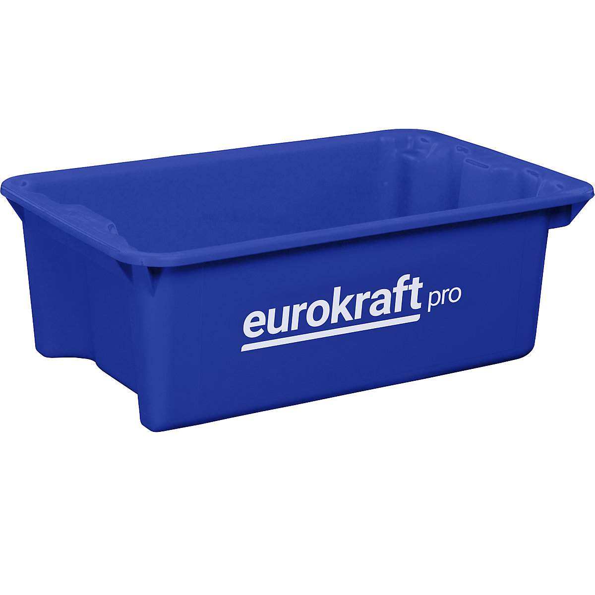 EUROKRAFTpro – Zasučna posoda za zlaganje iz polipropilena, primernega za živila, prostornina 34 l, DE 3 kosi, stene in dno zaprti, modra