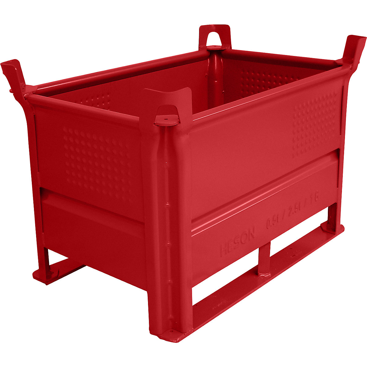 Zaboj za zlaganje z drsniki – Heson, DxŠ 800 x 500 mm, nosilnost 500 kg, rdeča, od 5 kosov-3