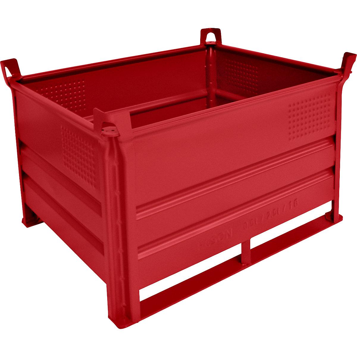 Zaboj za zlaganje z drsniki – Heson, DxŠ 1000 x 800 mm, nosilnost 500 kg, rdeča, od 10 kosov-2