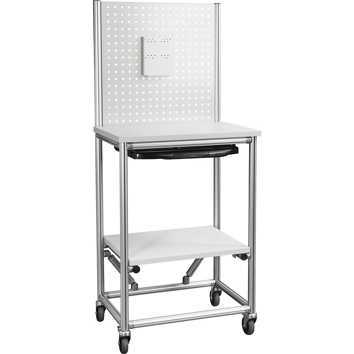 Radno mjesto s računalom od aluminijskog profila, mobilno