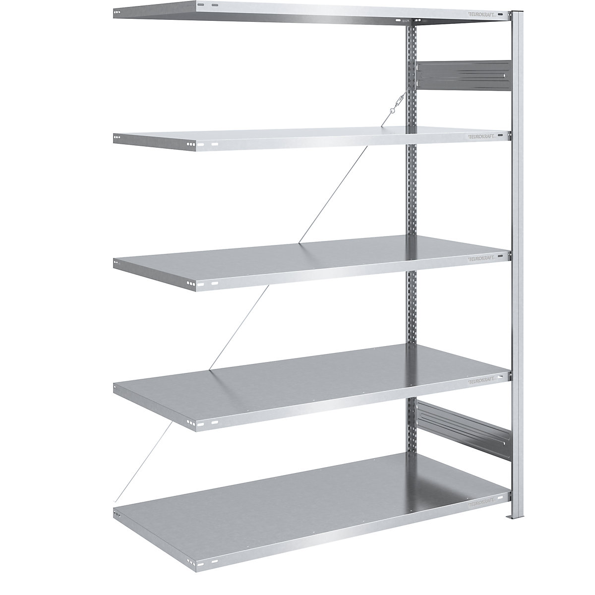 Sastavni regal, lagana konstrukcija – eurokraft pro, jednostrana izvedba, VxŠxD 2000 x 1300 x 800 mm, pocinčano, dogradni regal-245