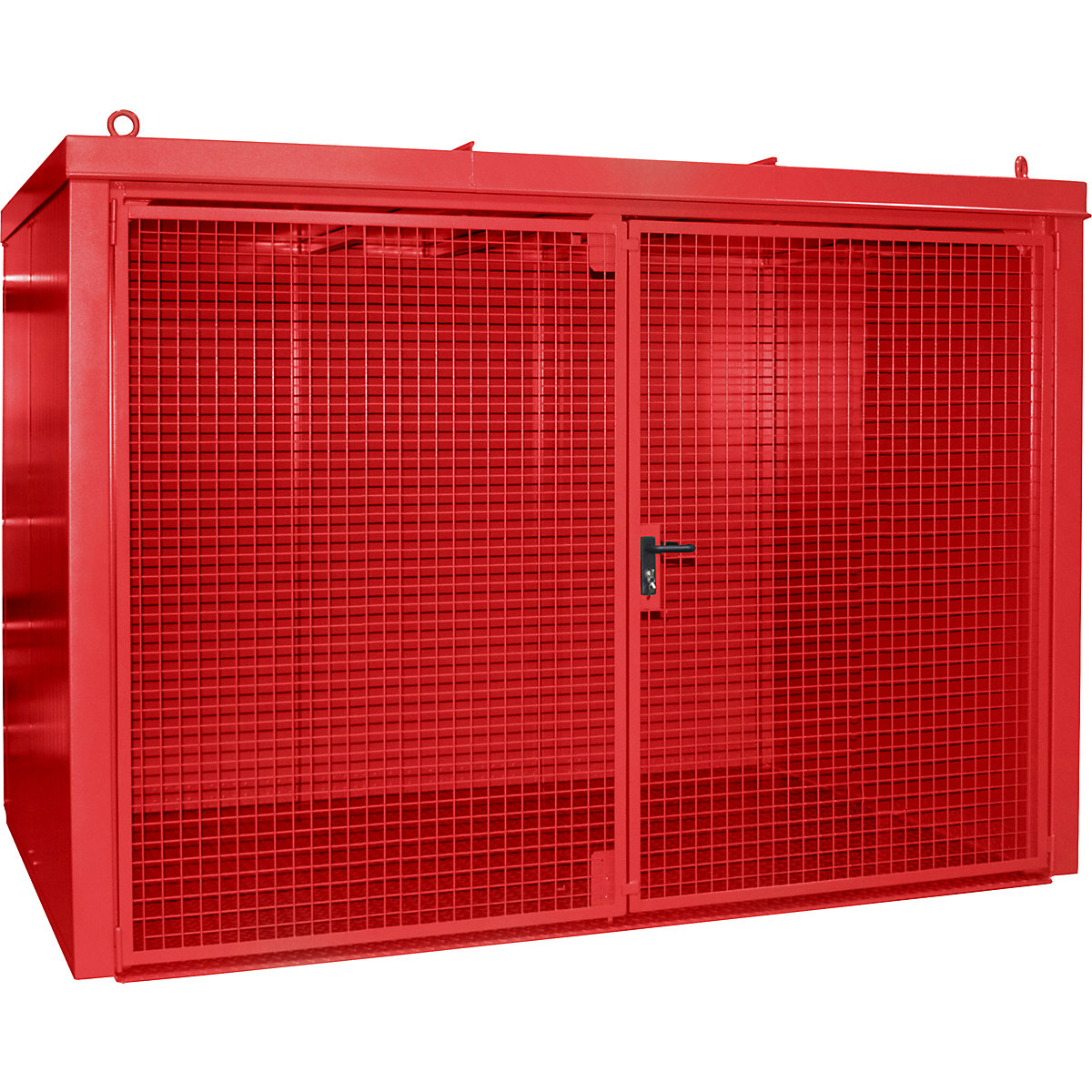 Ohnivzdorný kontejner na plynové lahve – eurokraft pro, pro 60 lahví o Ø 230 mm, červená-3