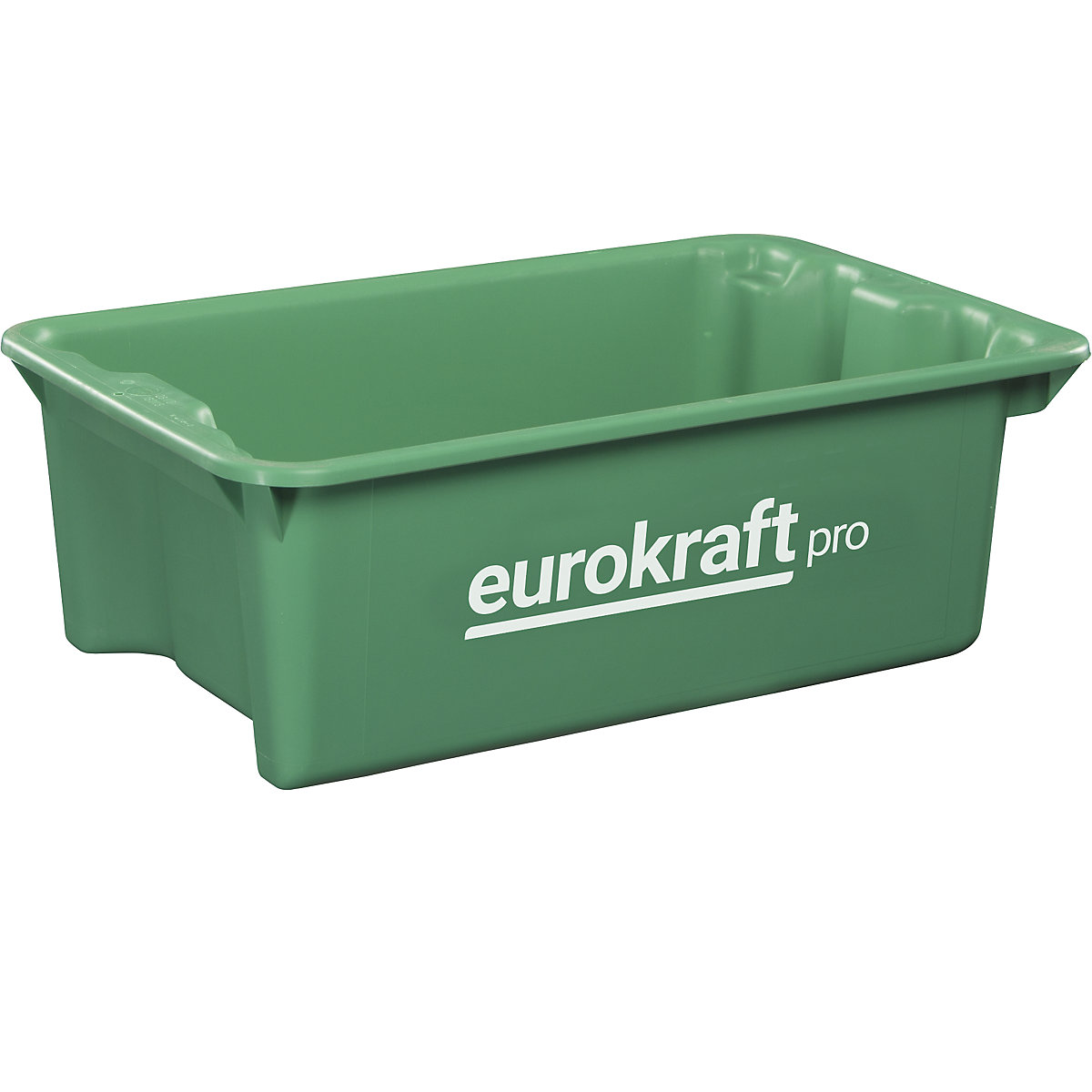 EUROKRAFTpro – Otočná stohovací nádoba z polypropylenu vhodného pro potraviny, obsah 34 litrů, bal.j. 3 ks, stěny a dno plné, zelená