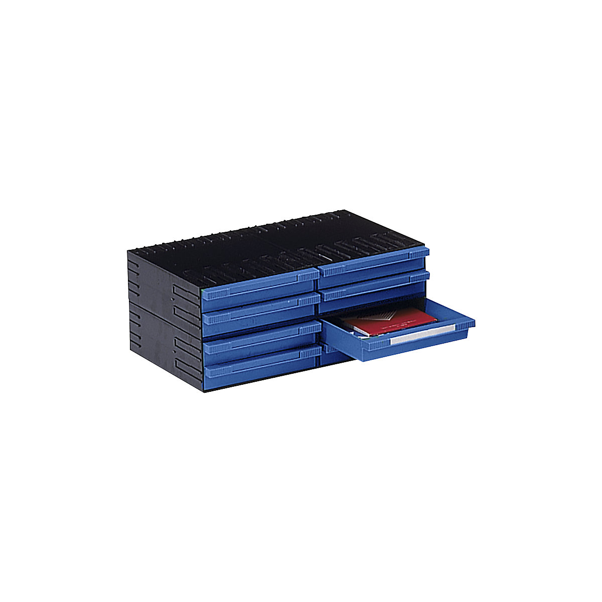 Zásuvkový zásobník z polystyrolu, v x š x h 202 x 482 x 344,5 mm, 8 zásuvek, modrá-5