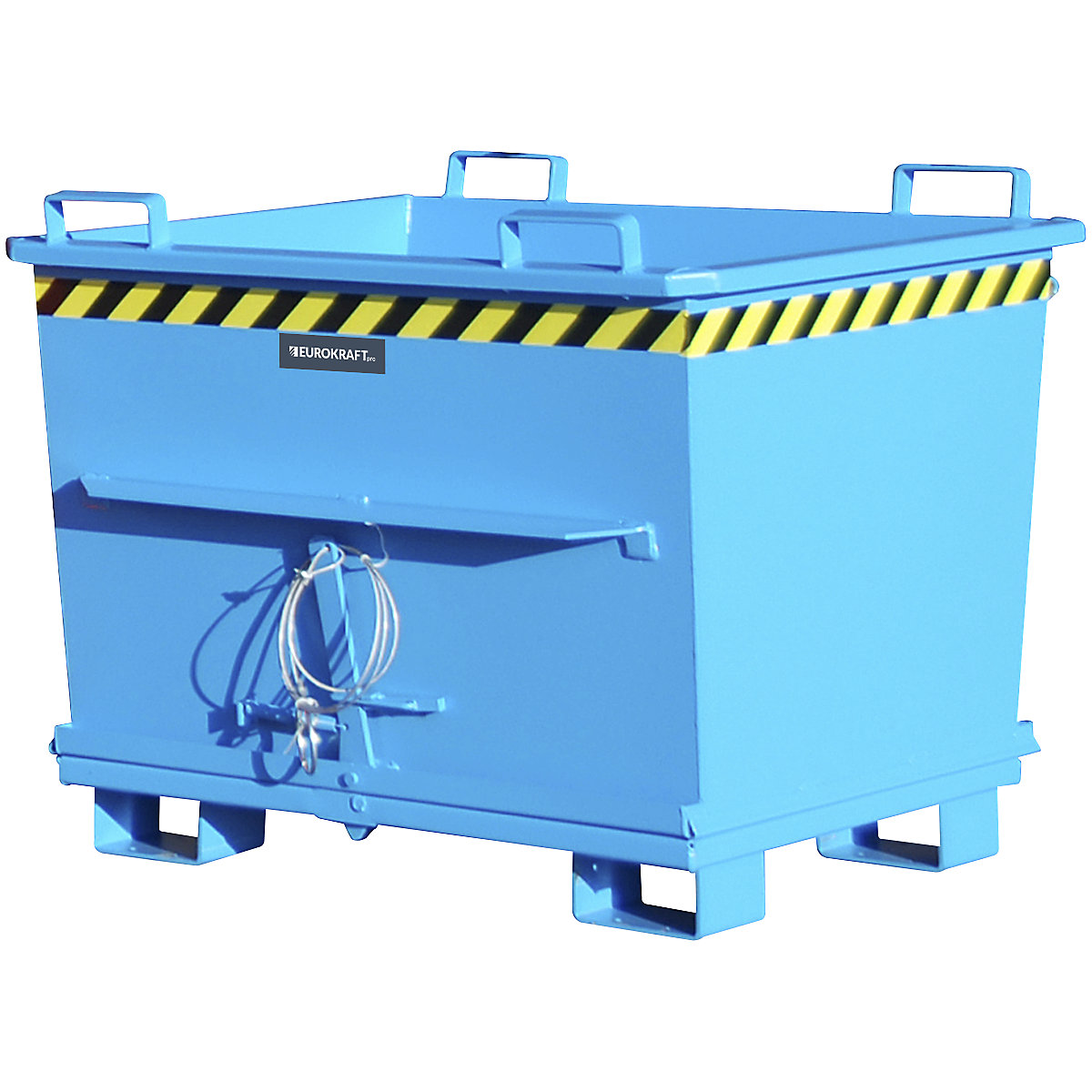 Kónický kontajner s výklopným dnom – eurokraft pro, objem 0,7 m³, nosnosť 1500 kg, modrá RAL 5012-14