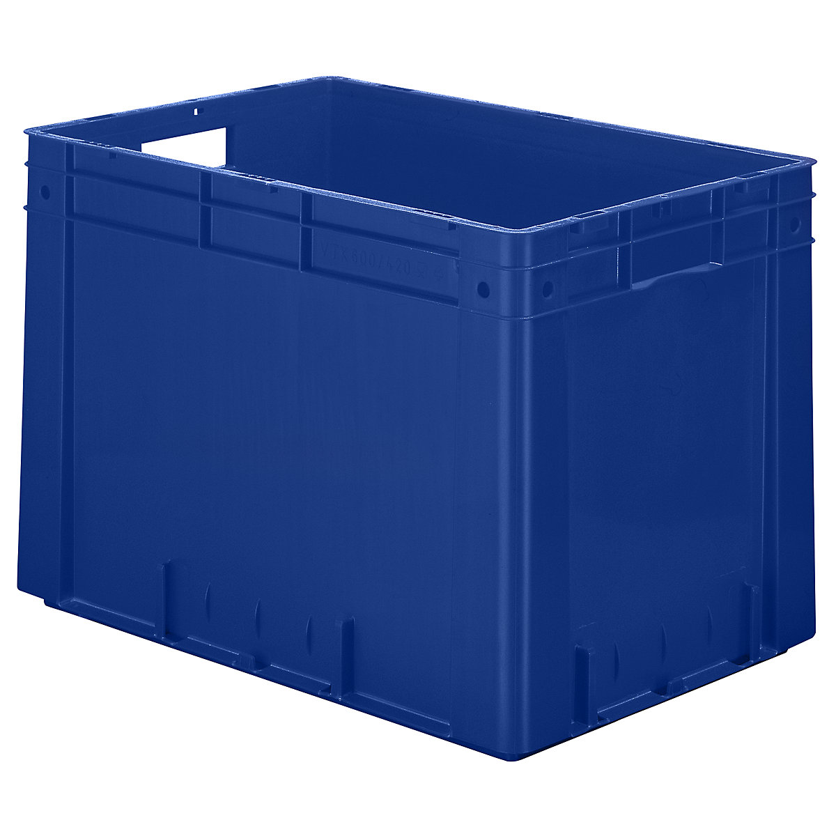 Euro-prepravka na ťažký náklad, polypropylén, objem 80 l, d x š x v 600 x 400 x 420 mm, steny uzatvorené, dno uzatvorené, modrá, OJ 2 ks