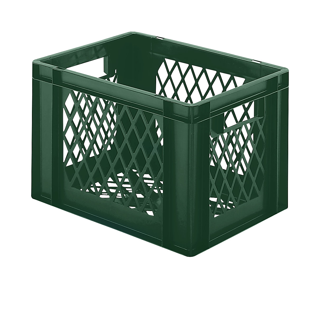 Stohovacia nádoba v euro-formáte, steny a dno perforované, d x š x v 400 x 300 x 266 mm, zelená, OJ 5 ks