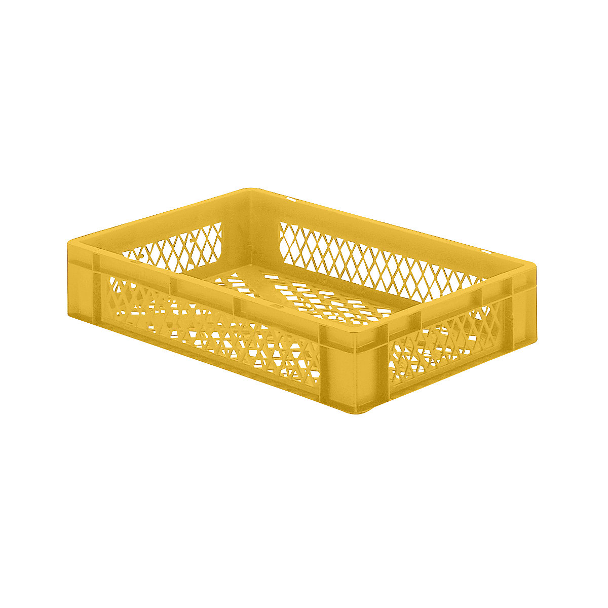 Stohovacia nádoba v euro-formáte, steny a dno perforované, d x š x v 600 x 400 x 120 mm, žltá, OJ 5 ks