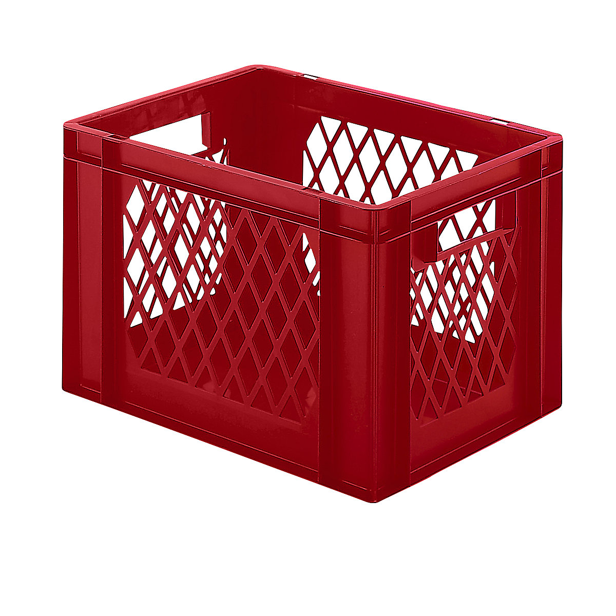 Stohovacia nádoba v euro-formáte, steny perforované, dno uzavreté, d x š x v 400 x 300 x 266 mm, červená, OJ 5 ks