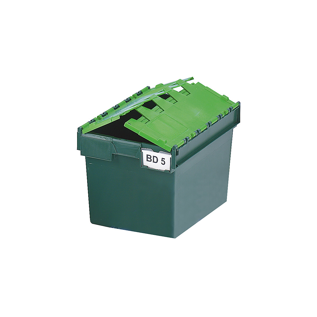Vratná stohovacia prepravka KAIMAN, objem 64 litrov, d x š x v 600 x 400 x 365 mm, zelená