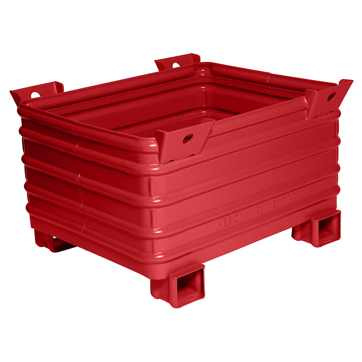 Stohovacia prepravka na vysoké zaťaženie – Heson, š x d 800 x 1000 mm, s nohami v tvare U, červená lakovaná, od 1 ks-4
