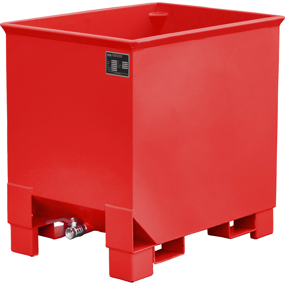 Zberný kontajner na piliny CS pre prepravné systémy – eurokraft pro, d x š x v 620 x 840 x 800 mm, ohnivo červená-6
