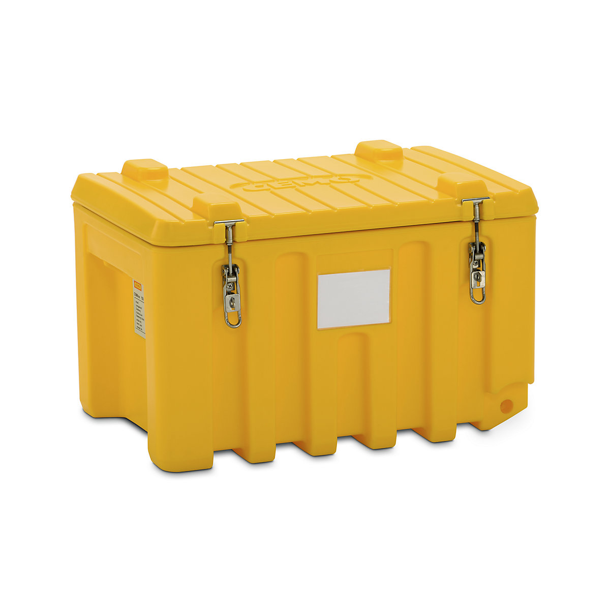 Pojemnik uniwersalny z polietylenu – CEMO, poj. 150 l, wózek, żółty-4