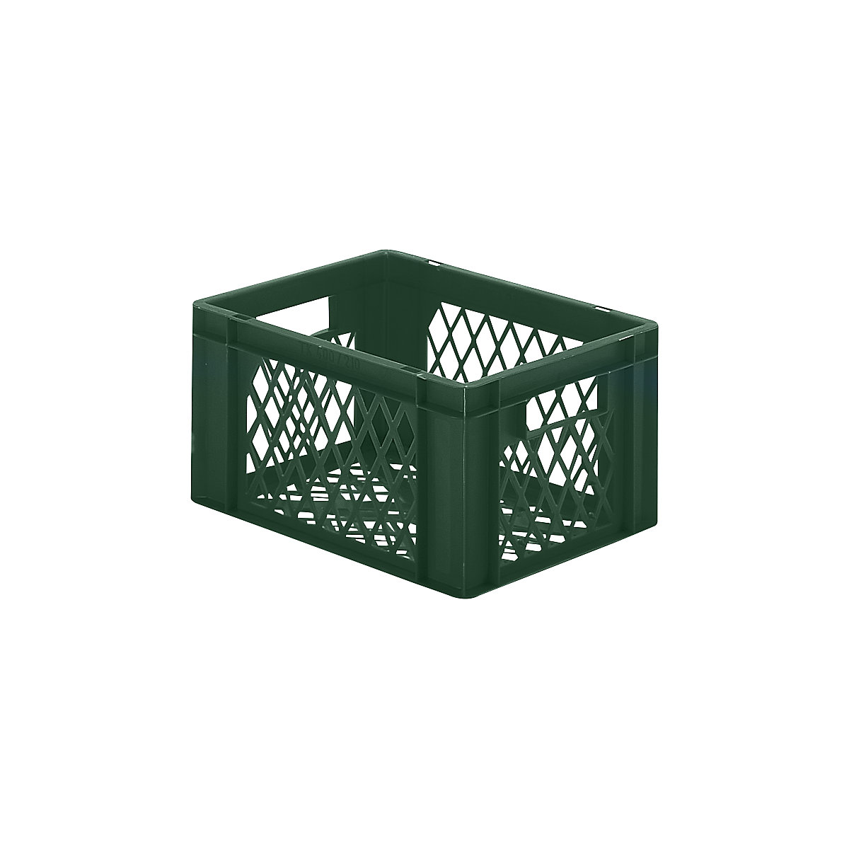 Pojemnik ustawiany w stos w formacie euro, ścianki i dno perforowane, dł. x szer. x wys. 400 x 300 x 210 mm, zielony, opak. 5 szt.