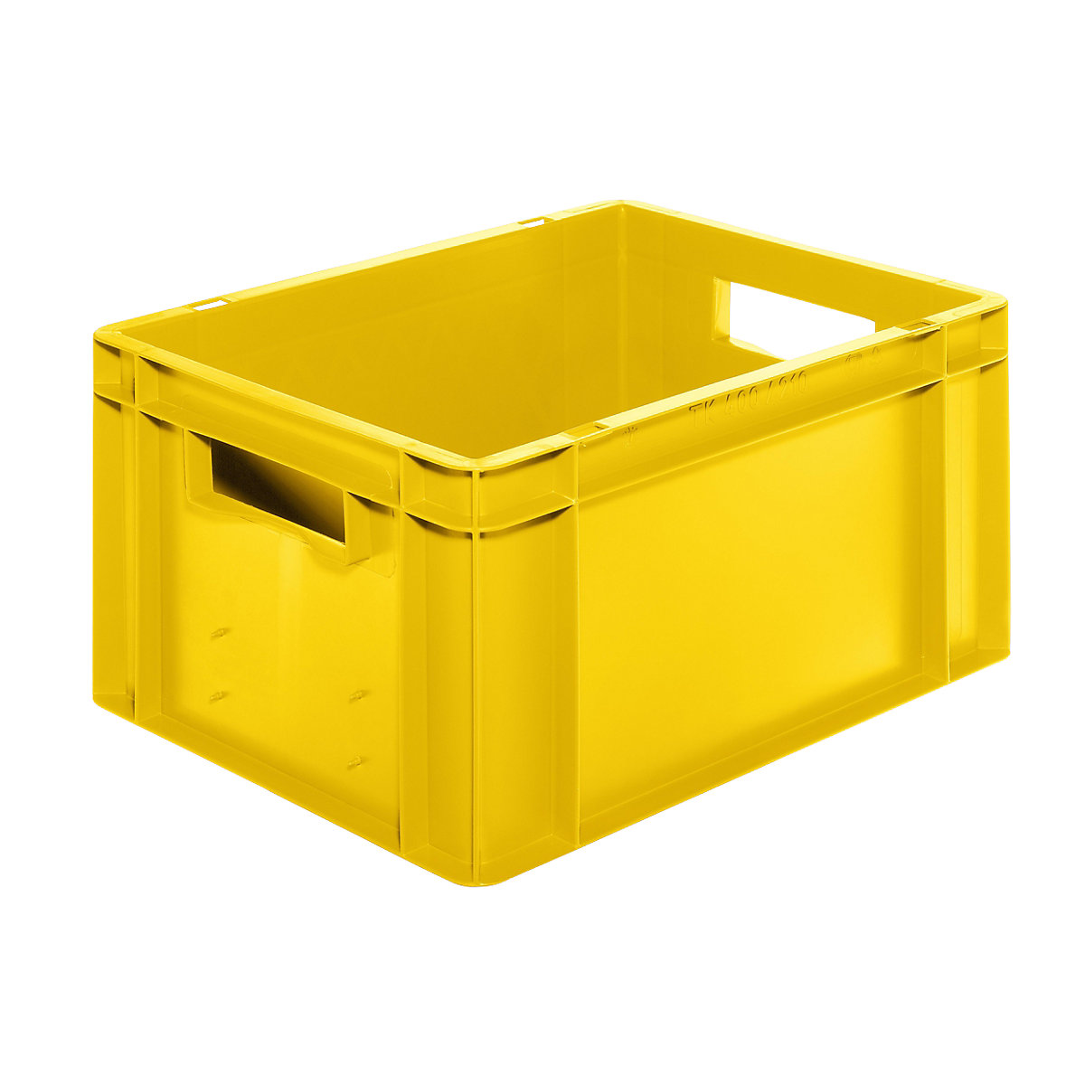 Pojemnik ustawiany w stos w formacie euro, ścianki i dno zamknięte, dł. x szer. x wys. 400 x 300 x 210 mm, żółty, opak. 5 szt.