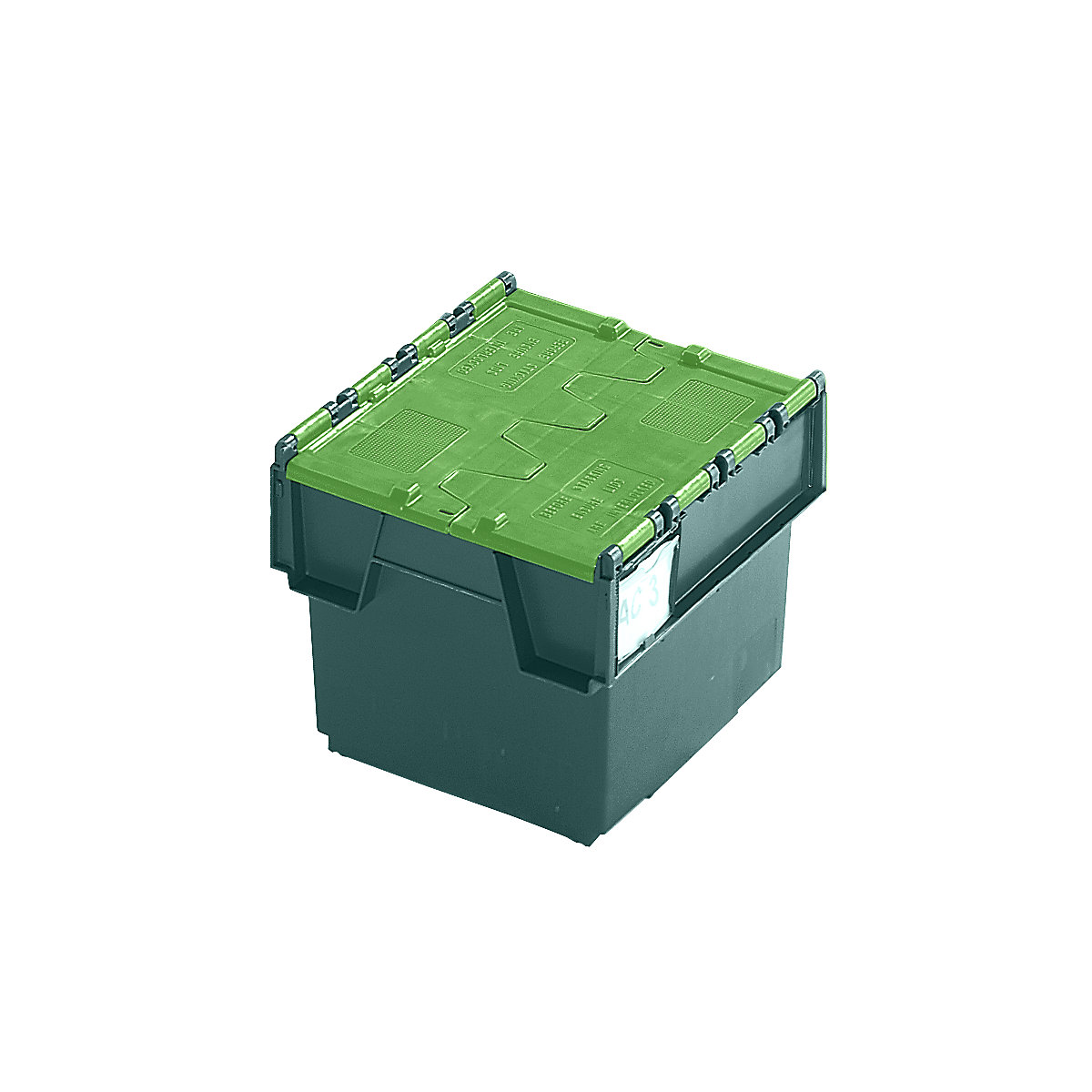 Pojemnik wielokrotnego użytku do ustawiania w stos ze składaną pokrywą, poj. 20 l, dł. x szer. x wys. 400 x 300 x 252 mm, zielony, od 10 szt.