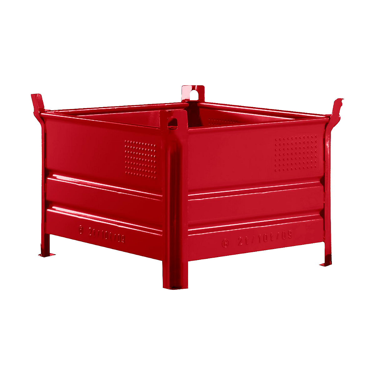 Pojemnik do ustawiania w stos z pełnymi ściankami – Heson, szer. x dł. 800 x 1000 mm, nośność 2000 kg, czerwony, od 10 szt.-5