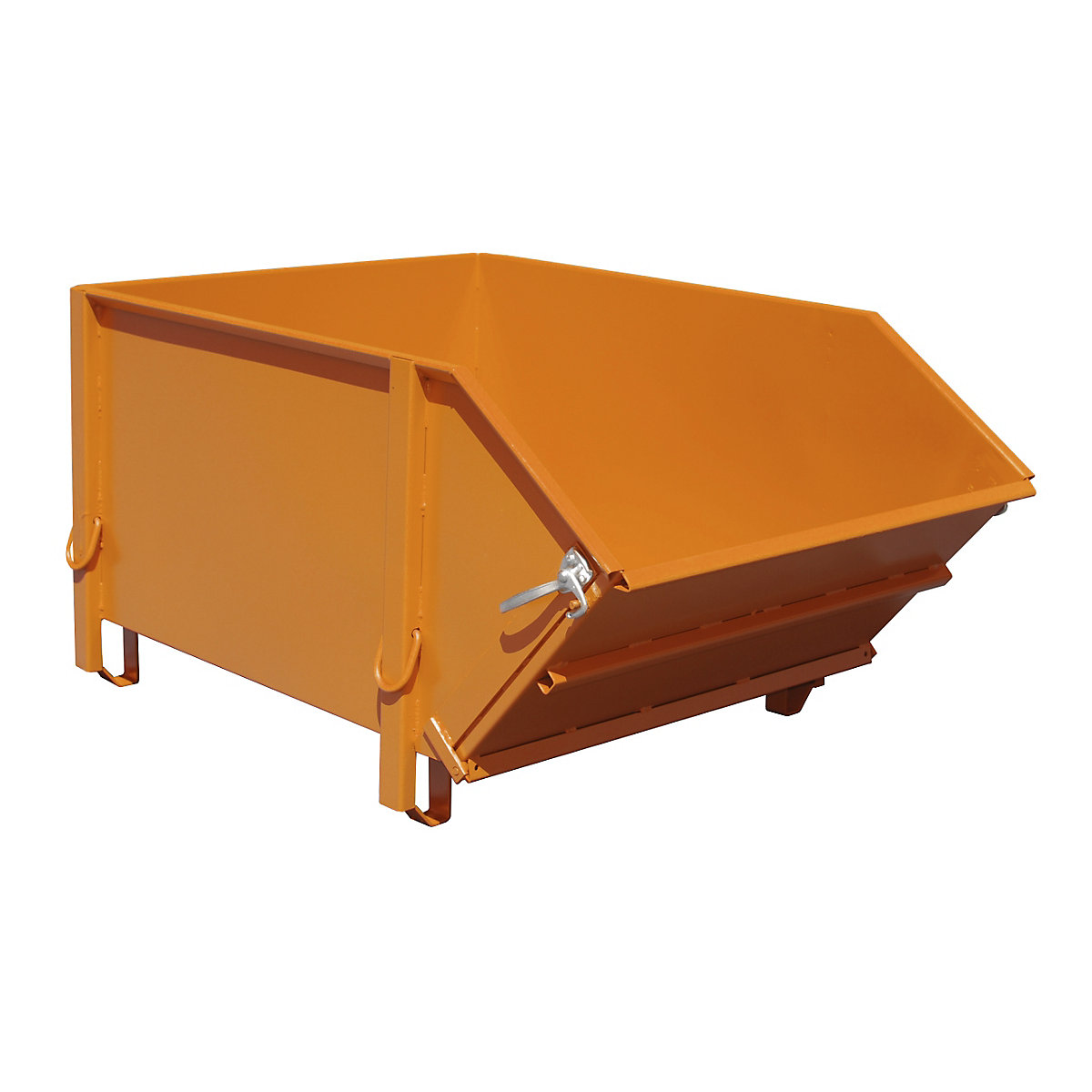 Pojemnik z blachy stalowej – eurokraft pro, pojemność 1 m³, ze składanym bokiem, żółto-pomarańczowy-7