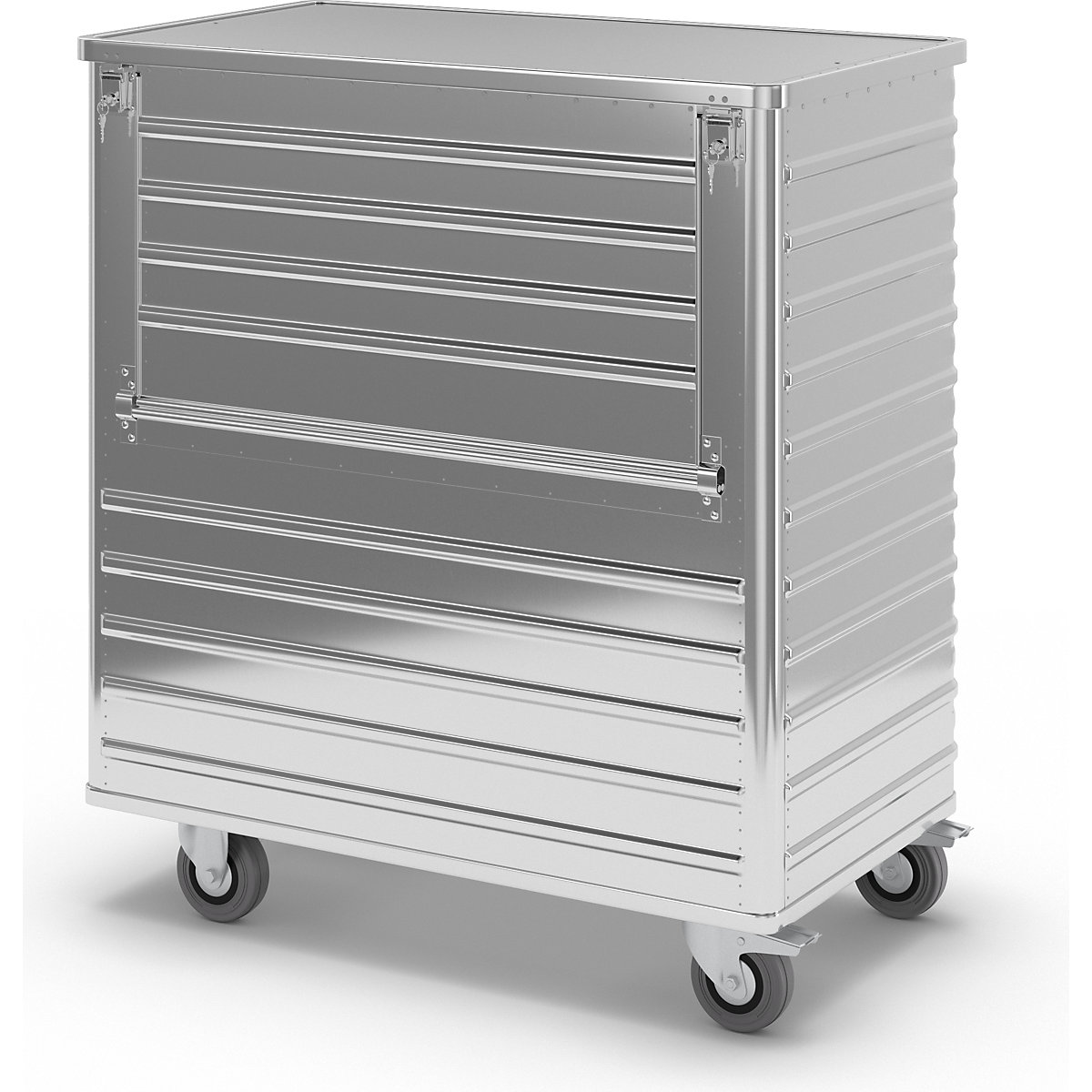 Wózek skrzyniowy z aluminium, składana ścianka boczna – Gmöhling (Zdjęcie produktu 4)-3