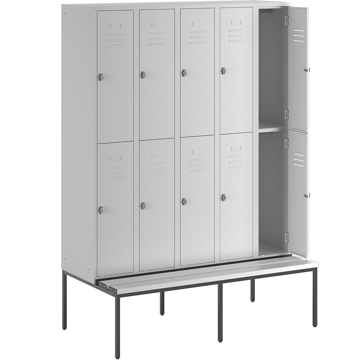 Doppelstock-Spind Berlin 2 Sitzbank Wolf