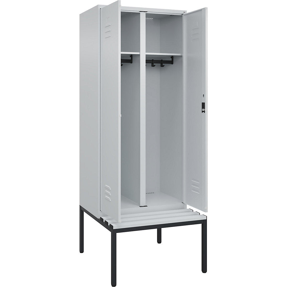 Schwarz-Weiß-Spind Classic PLUS Sitzbank C+P