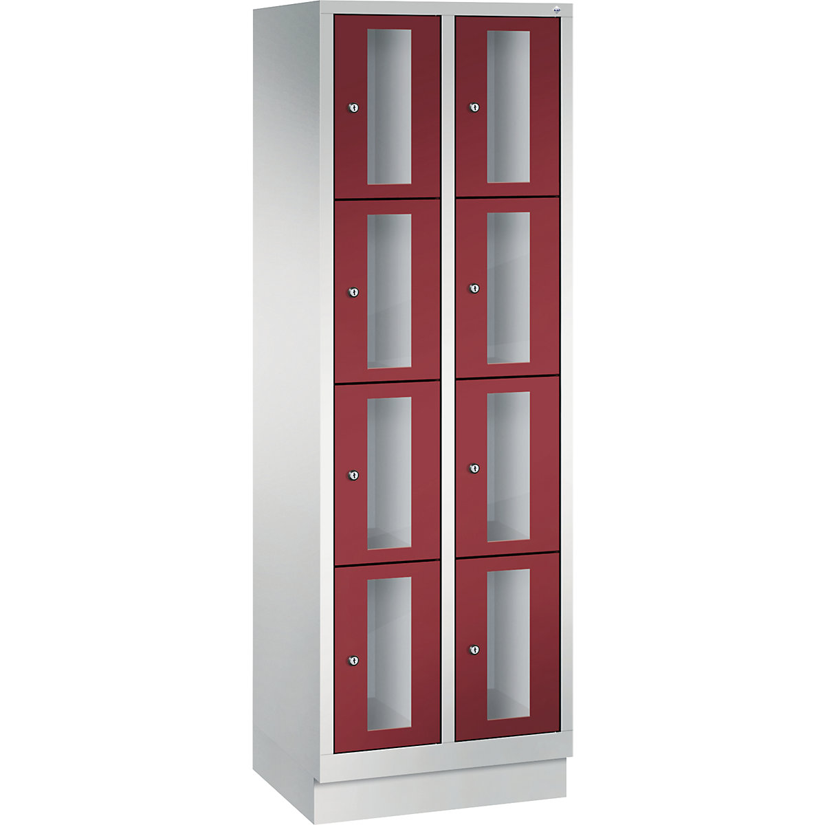 CLASSIC Fächerschrank, Fachhöhe 375 mm, mit Sockel C+P, 8 Fächer, Breite 610 mm, Tür rubinrot-7