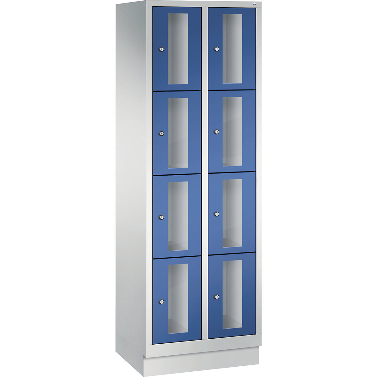 CLASSIC Fächerschrank, Fachhöhe 375 mm, mit Sockel C+P, 8 Fächer, Breite 610 mm, Tür enzianblau-5